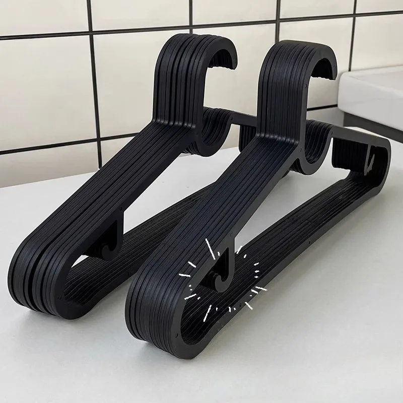 10pcs Black Hangers, Non-Marking and Non-Slip Clothes Hangers, Dorm Essential, Balcony Drying Rack, Pants Rack, Clothes Hanger