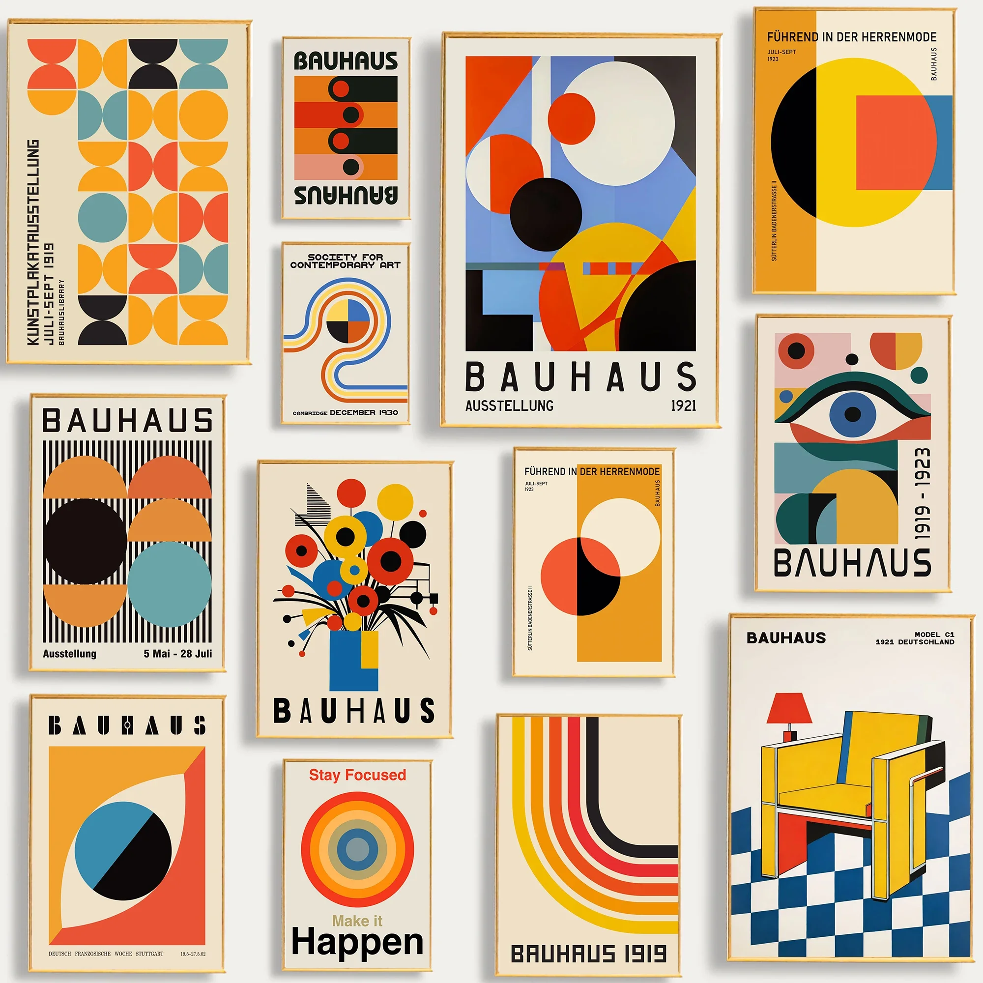 Bauhaus – affiche de lignes géométriques simples, imprimés d'art célèbres, peintures sur toile abstraites Vintage, images d'art murales, décoration de bureau et de maison
