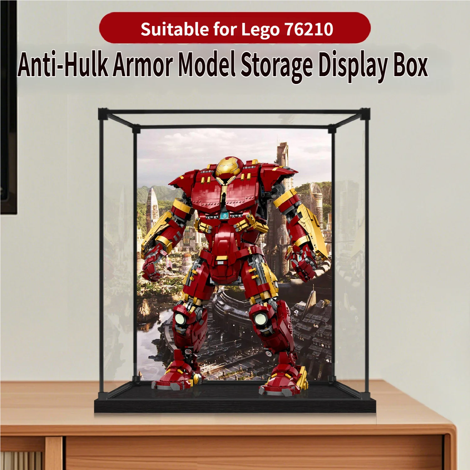 Caixa de Exibição Acrílica Transparente para Lego 76210 Hulkbuster Armor, Caixa Transparente à Prova de Poeira para Blocos de Montar (Modelo Não Incluído)