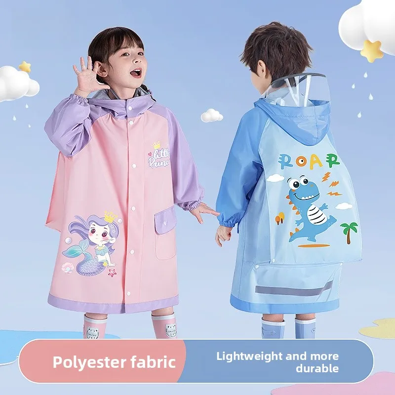 

New Children's Raincoat Lightweight Waterproof School Bag Position Available Boys Girls Elementary School Students Raincoat