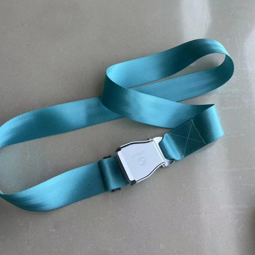 Fashion belts with  airline seatbelt  has    LOGO in buckle  Adjustable length   maximum 200cm  BLUE  COLOR