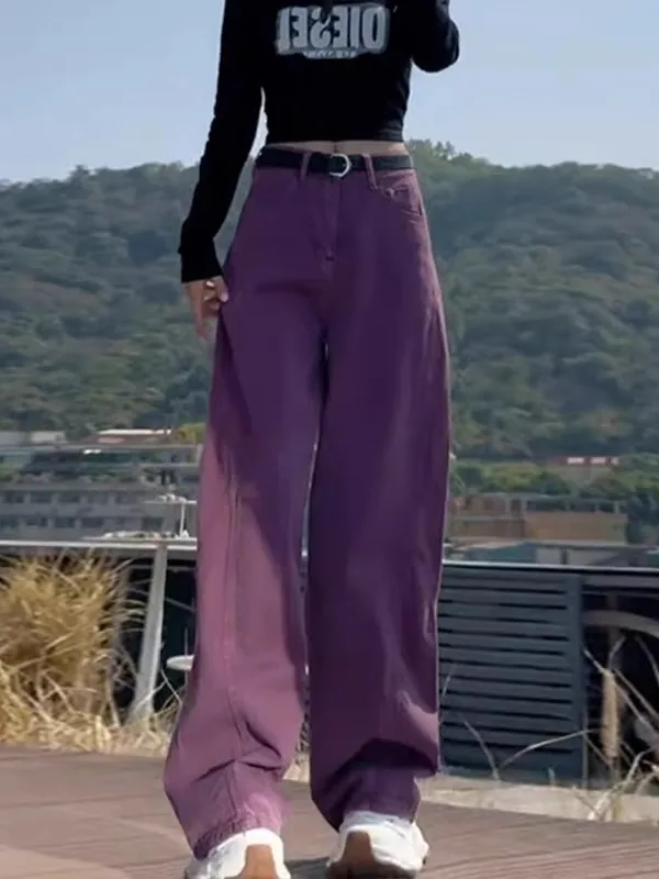 

Retro American Denim Jeans Women's Loose High Waist Wide Leg Pants Pear Shape Body Slimming Knife Spring Summer New Arrival