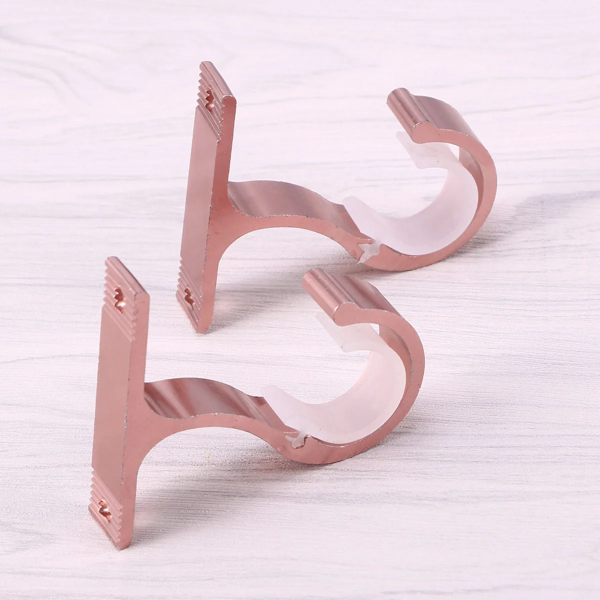 2 PCS Sturdy Bracket Semicircular Opening Curtain Rod Double Coat Hanger Rose Gold Hooks Aluminum Alloy Guide