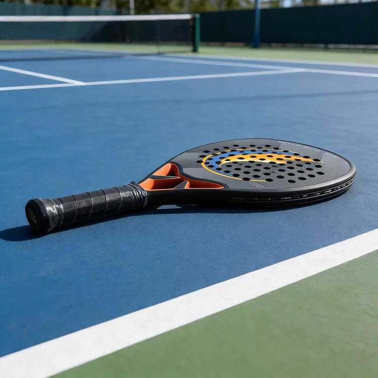 Raquete de padel em fibra de carbono 3K para jogadores amadores que desejam desenvolver habilidades, toque de golpe suave e equilibrado, totalmente OEM com etiqueta privada.