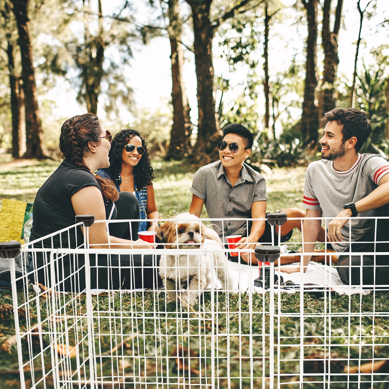 Custodie per recinzione per animali domestici 12 fibbie di fissaggio Gabbia in filo di ferro cavo durevole Box per cani e gatti fai da te Forniture per la casa multifunzionali