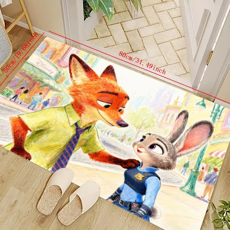 

1 шт. Disney Zootopia Nick Wilde & Judy Hopps напольный коврик с мультяшным принтом, мягкий нескользящий декоративный коврик для гостиной, спальни