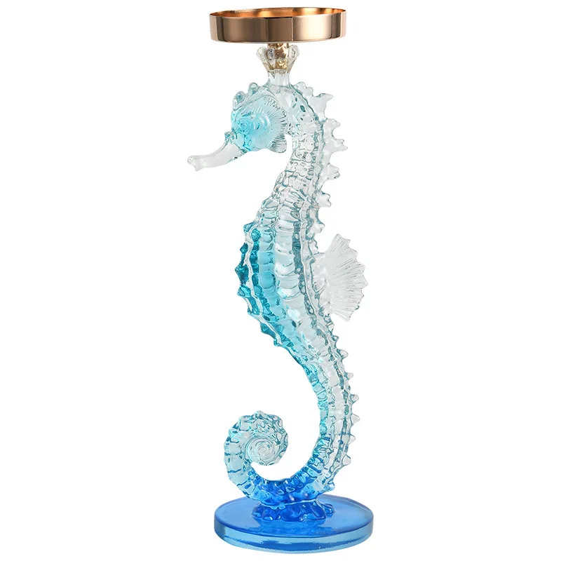 

Modern light luxury hippocampus candlestick resin handicraft art living room room entrance decoration