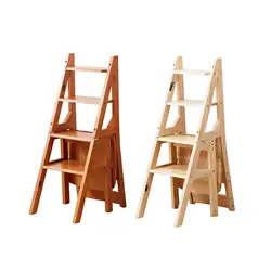Folding Step Ladder Chair Library Stair Chair for Kitchen Living Room Yard