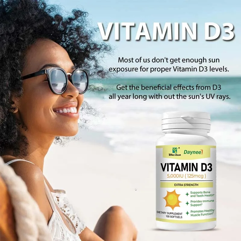 

1 bottle of vitamin D3 soft capsule promotes the absorption of calcium in the body enhances immunity supplements nutrients