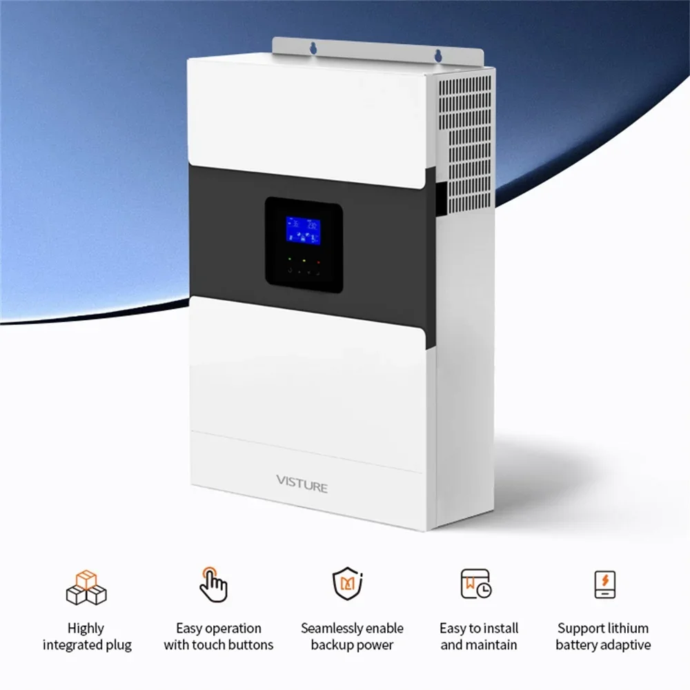 Visture 5.5KW Solar Inverter Toucn pad Energy Storage DC Reverse BMS MPPT Integrated Hybrid Parallel Inverter WiFi system