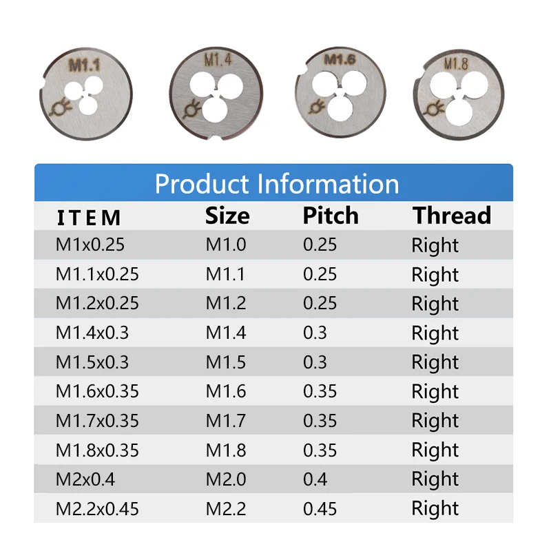 1pcs Mini Right Hand Die M1-M6.5 Metal Thread Tool, Machine Tool Hand Tool for Metal External Thread Tapping