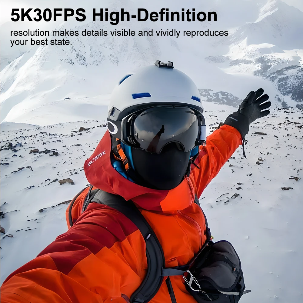 Kamera Aksi Ourlife 5K30FPS EIS 2.0 Inci IPS Layar Ganda 30M Tahan Air WiFi 5X Zoom Helm Kamera Olahraga dengan Remote Control