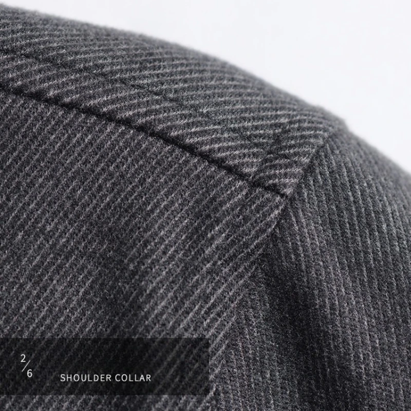 Herren-Langarmhemd aus Kunstwolle, einfarbig, Basic-Stil, helles Khaki, Schwarzgrau, Gentleman-strukturiertes Hemd M-4XL