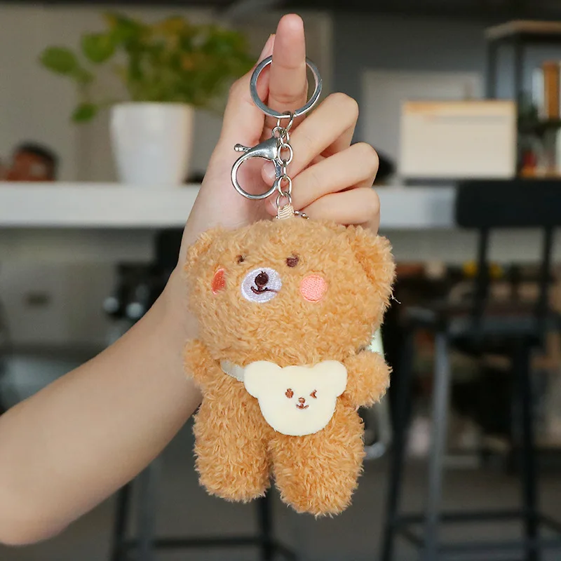 

New cartoon cute satchel stuffed soft shy bear keychain pendant couple doll creative doll clothing accessories birthday gift