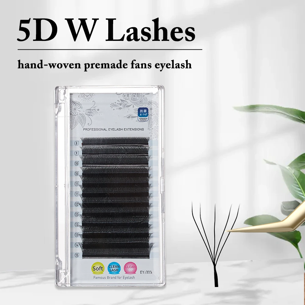Yelix 5D W-förmige Blüte, automatische Blüte, vorgefertigte Fächer-Wimpernverlängerungen, natürliches, weiches Licht, hohe Einzelwimpern