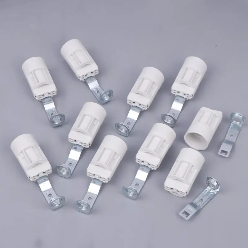 10個 キャンドルホルダー ソケット E14 ブラケット ランプホルダー 照明ベース 亜鉛合金ソケット 電球ホルダー クリスタルランプ用ブラケット付き