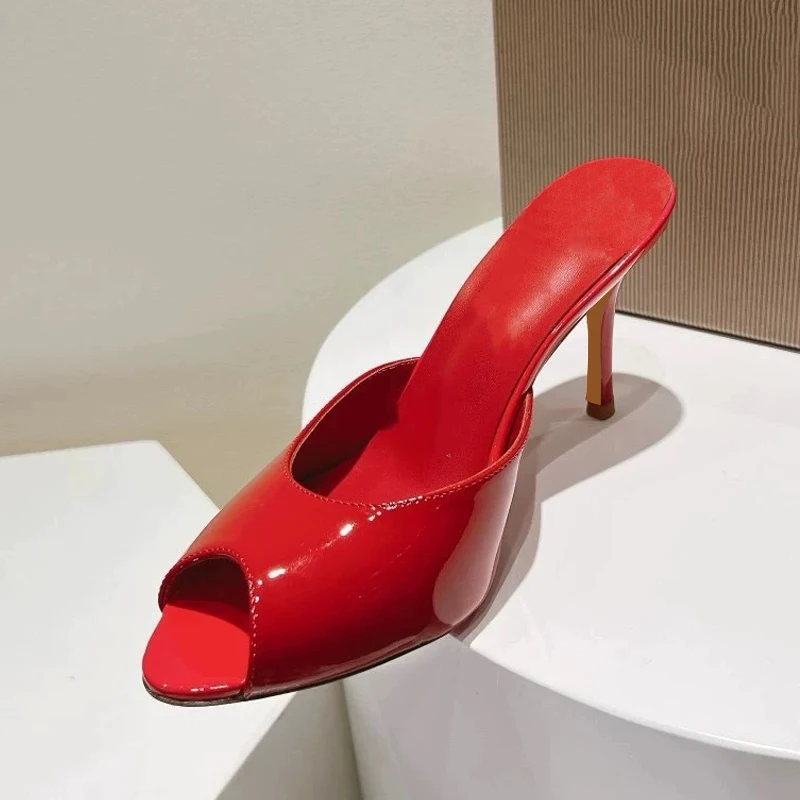 Women's Leather Peep Toe High Heel Sandals - Summer Party Shoes