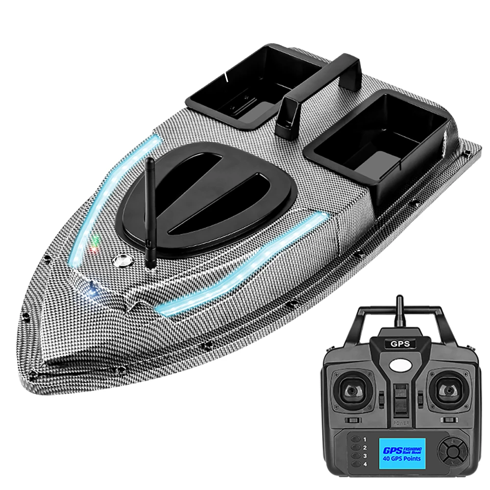 Flytec V900 GPS 40 Points 500M Auto Driving Auto Return 1.5KG RC Bait Boat With Steering Light For Fishing Updated of V010 V700