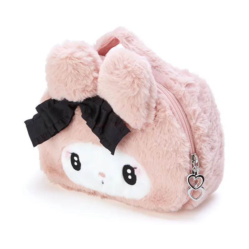 Sanrio Series Original Kuromi Melody Plush Makeup Bag Storage Bag Anime Kawaii Cartoon Student Storage Tote Bag Kids Girls Gifts