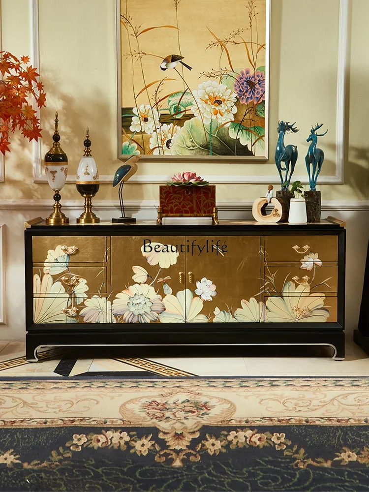 

LD6New Chinese American Style Solid Wood Porch Dining Side Hallway Living Room Decoration Tea Table Side Cabinet