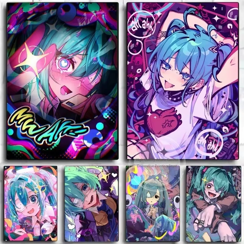 5D DIY Diamantmalerei-Set Virtuelle Idol-Figur Hatsune Miku Anime-Kunst Vollflächiger Strass-Wanddekor Geschenk für Erwachsene Rahmenlos
