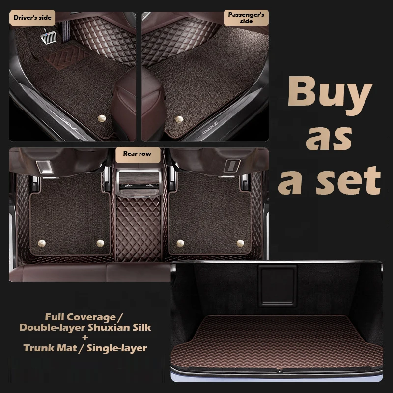 High Quality Luxury Leather Car Floor Mats Waterproof Non-slip Custom Fit Full Set Easy Clean Interior Protection