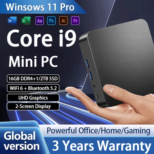 【3 años de garantía】 NUEVO Core i9 8950HK Windows 11 Pro UHD Graphics Mini PC 16GB DDR4 1TB 2TB M.2 SSD WiFi 6 BT5.2 PC de escritorio