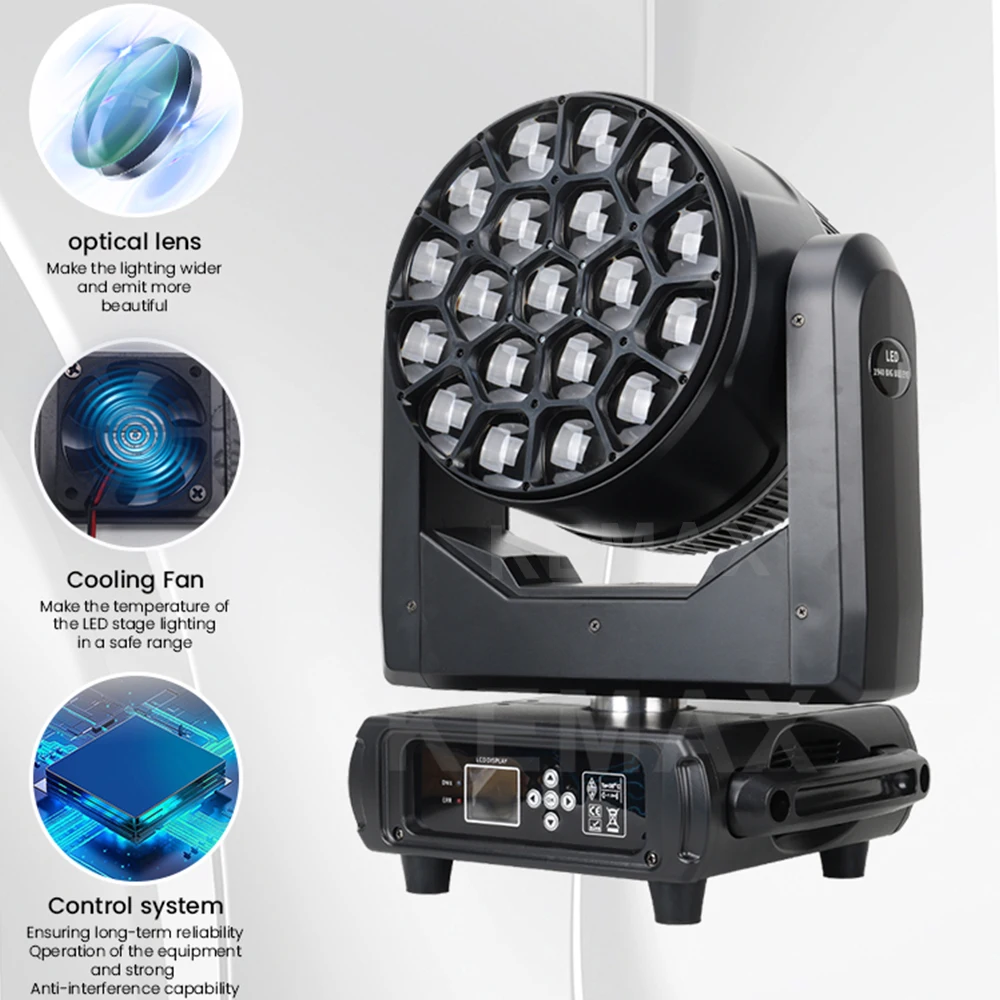 Bee Eye 19X40W Zoom Wash Moving Head Lights DMX512 DJ Beam Disco Party RGBW LED Focusing Stage Equipment For Night Club Concert