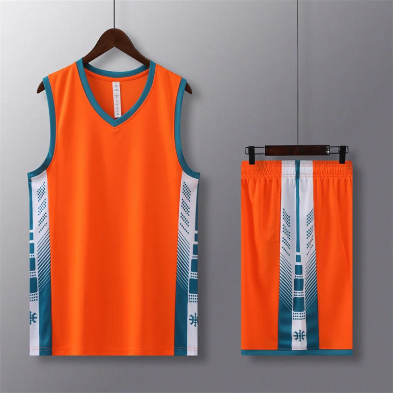 Brand basketball jerseys sleeveless vest five quarter pants set custom print number and name 7701Basketball uniform custom 153