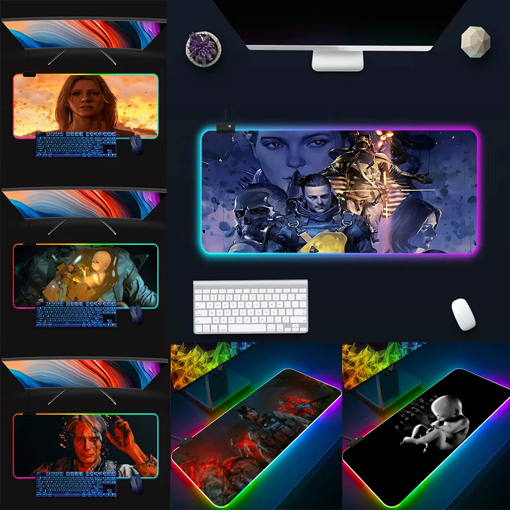 

Game Death Stranding RGB Pc Gamer Keyboard Mouse Pad Mousepad LED Glowing Mouse Mats Rubber Gaming Computer Mausepad