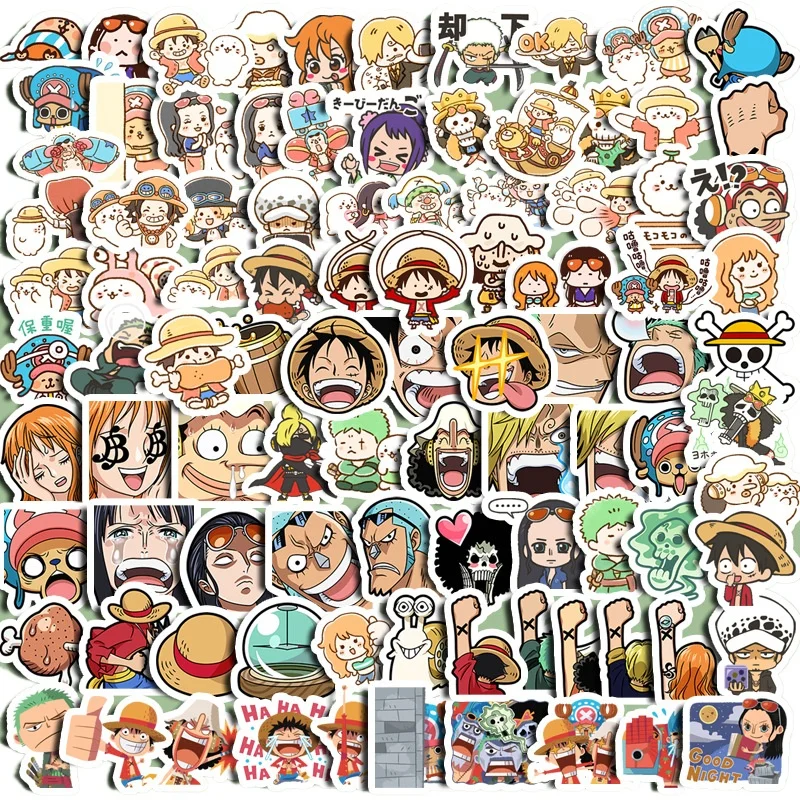 100 pièces Kawaii japon Anime une pièce autocollants mignon dessin animé Luffy Zoro décalcomanies téléphone bagages autocollants imperméables Graffiti enfants jouet