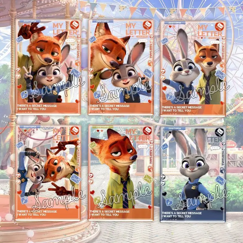 

Товары из фильма Disney Zootopia 2, Ник Уайлд, Джуди Хопс, акриловая прозрачная карта, креативный персонализированный брелок, карта в подарок