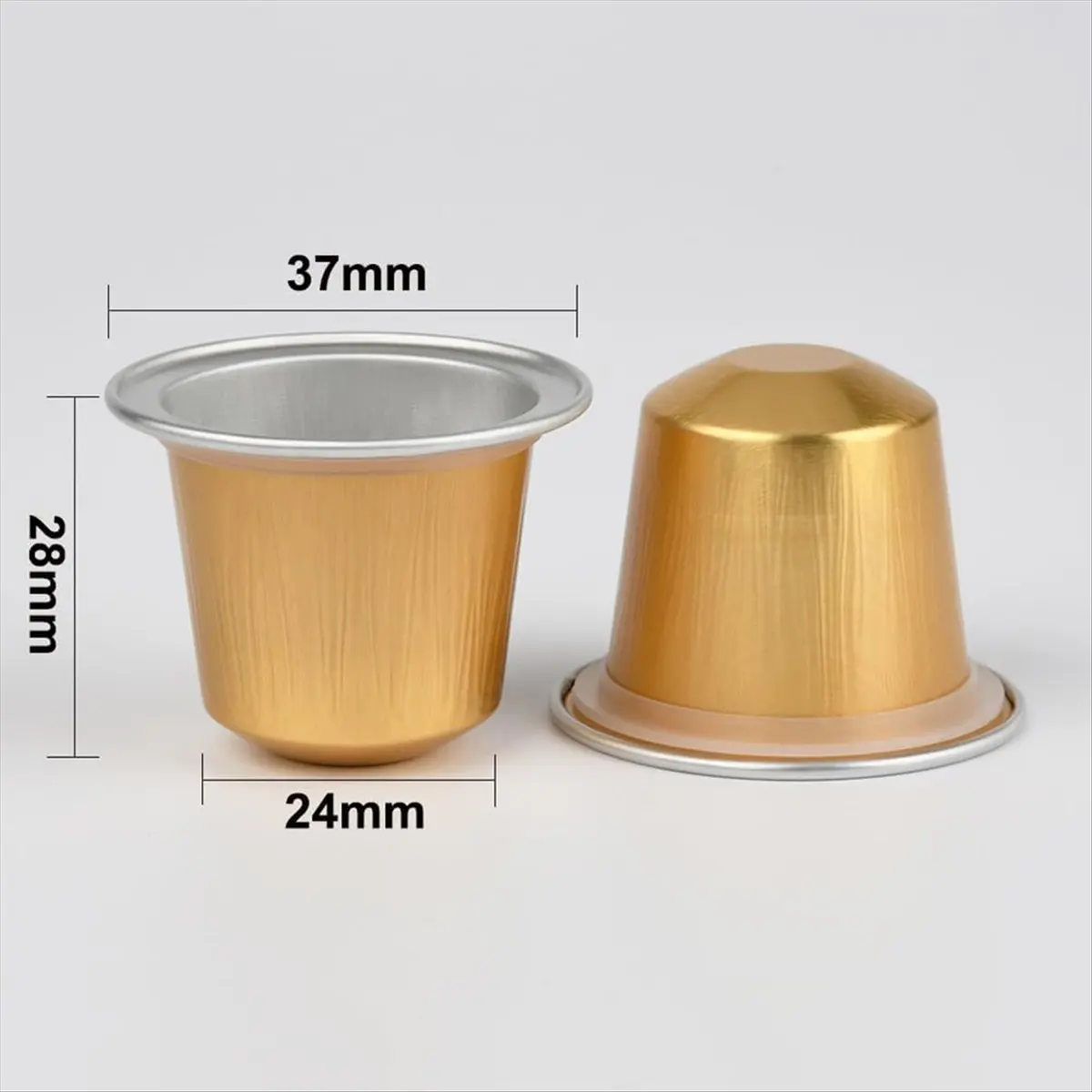 2026 + كبسولات قهوة فارغة قابلة للتعبئة من رقائق الألومنيوم متوافقة، اصنع مرشحات فناجين قهوة اسبريسو خاصة (100 كبسولة + 100 غطاء)