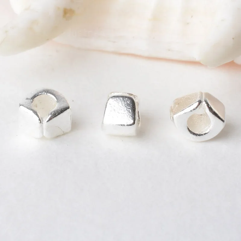 

solid 925 sterling silver sector charm beads, spacer loose bead with 1.9mm hole jewelry diy components accessories