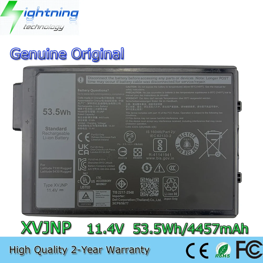 

New XVJNP 11.4V 53.5Wh Original Genuine Laptop Battery for Dell Latitude 5430 7330 Rugged Extreme 6JRCP
