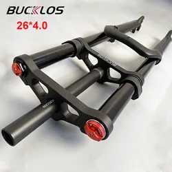 BUCKLOS E-bike Bike Air Supension Fork 26*4.0 Inch Snow Fatbike Front Fork Double Shoulder MTB Fork 135x9mm Travel Air Forks