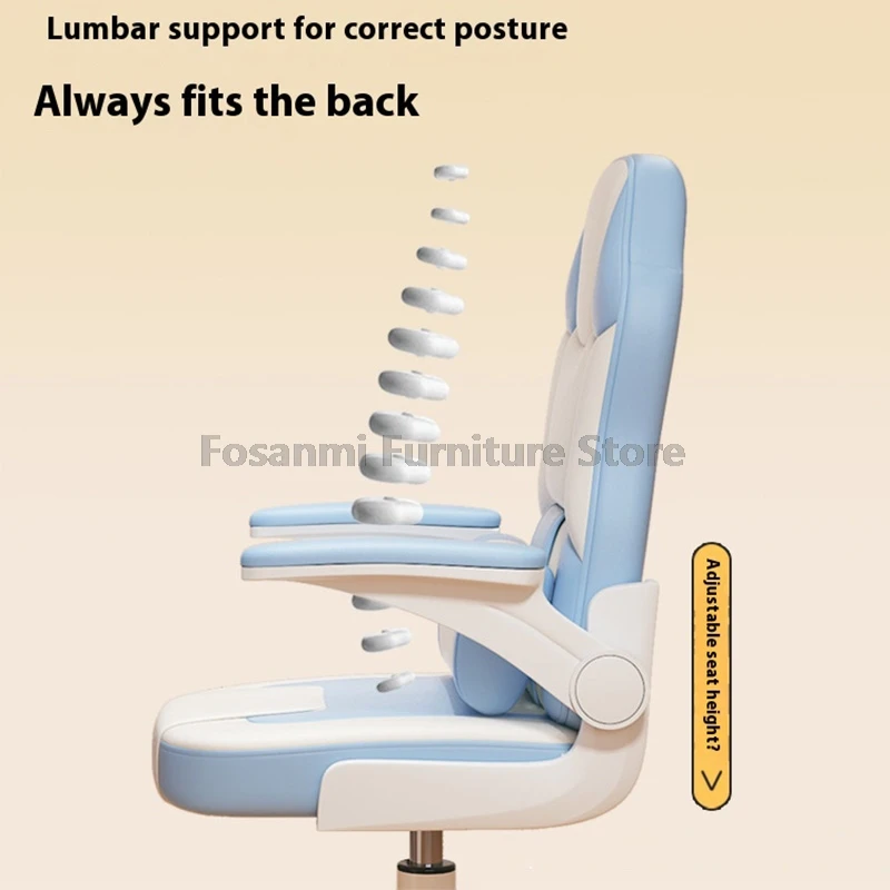 كرسي دراسة للأطفال مع مساند للذراعين قابلة للطي بارتفاع قابل للتعديل للمكتب والمنزل للأطفال كرسي مكتب مريح للكمبيوتر الطلابي كرسي دوار