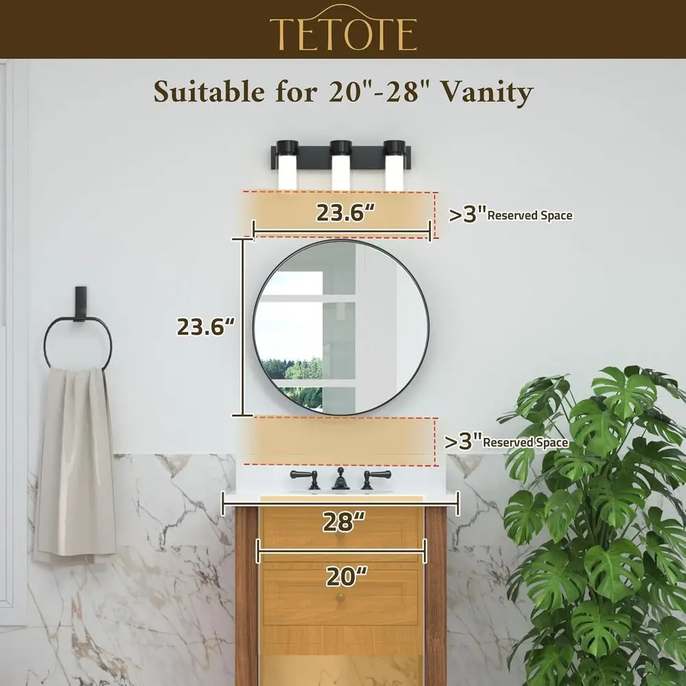 24 Inch Gold-Framed Circle Vanity Mirror, Modern Brushed Metal Wall Mount, Shatterproof Farmhouse Style Decor