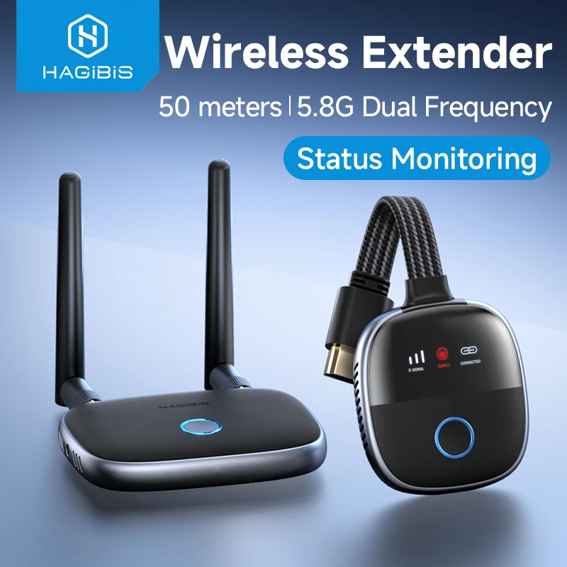 

Hagibis Wireless HDMI Transmitter and Receiver Kit Wireless HDMI Extender TV Dongle Plug & Play Streaming for Laptop Projector