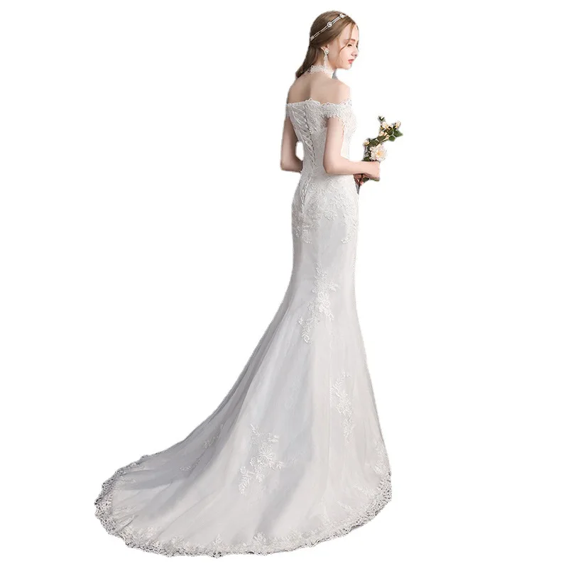 Robe de mariée sirène simple à lacets, imprimé floral, grande taille, sur mesure, nouvelle collection 2023