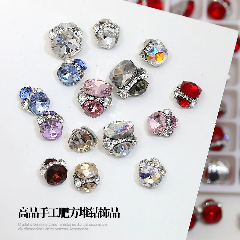 5 pezzi lucido traslucido colorato grasso quadrato Pile diamanti cristallo Nail Art strass decorazioni gioiello Manicure S M Charms