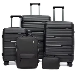 5pcs Suitcase Set Lightweight Case Set, Durable Trolley, Hand Luggage Suitcase with Wheels, TSA-Lock Boarding Travel Suitcase