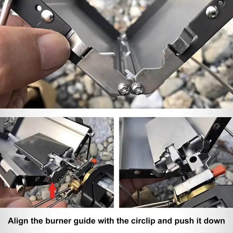 Imagem -02 - Fogão de Acampamento Dobrável Queimador de Cassete Dobrável para Piquenique Fogão Portátil para Acampamento ao ar Livre Churrasco Acampamento Cozinha Piquenique