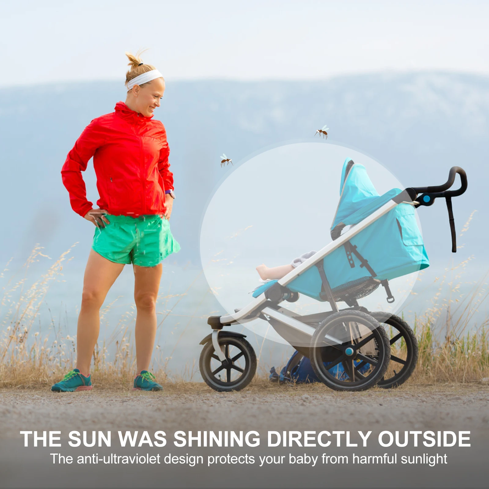 

3pcs Stroller Mosquito Net Universal Mesh Cover Breathable Honeycomb Design Fits Most Strollers Camping Travel