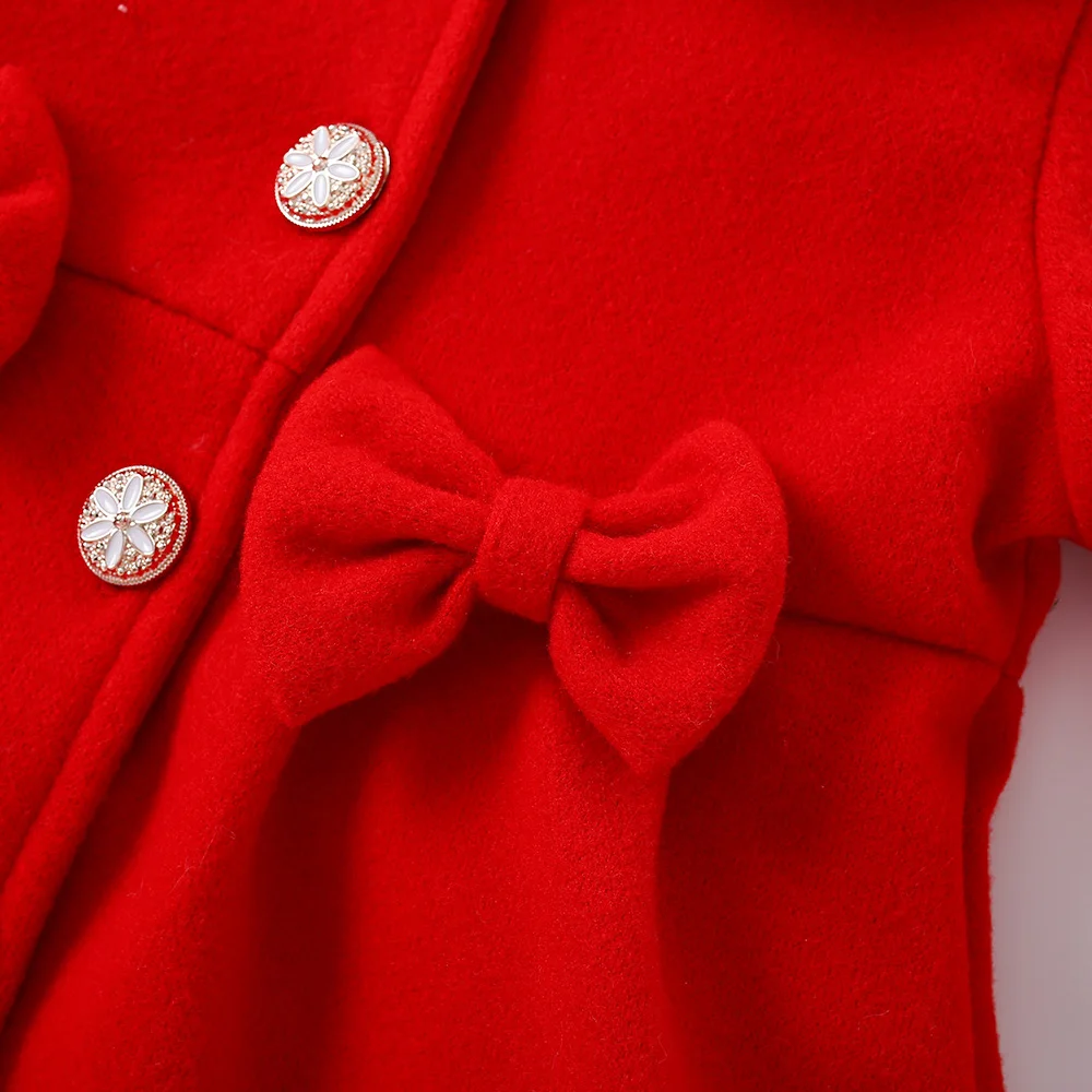 Autumn New Red Bow Baby Girl Coat Christmas Party Children'S Long Sleeved Clothes (6 Months -3 Years Old) 6