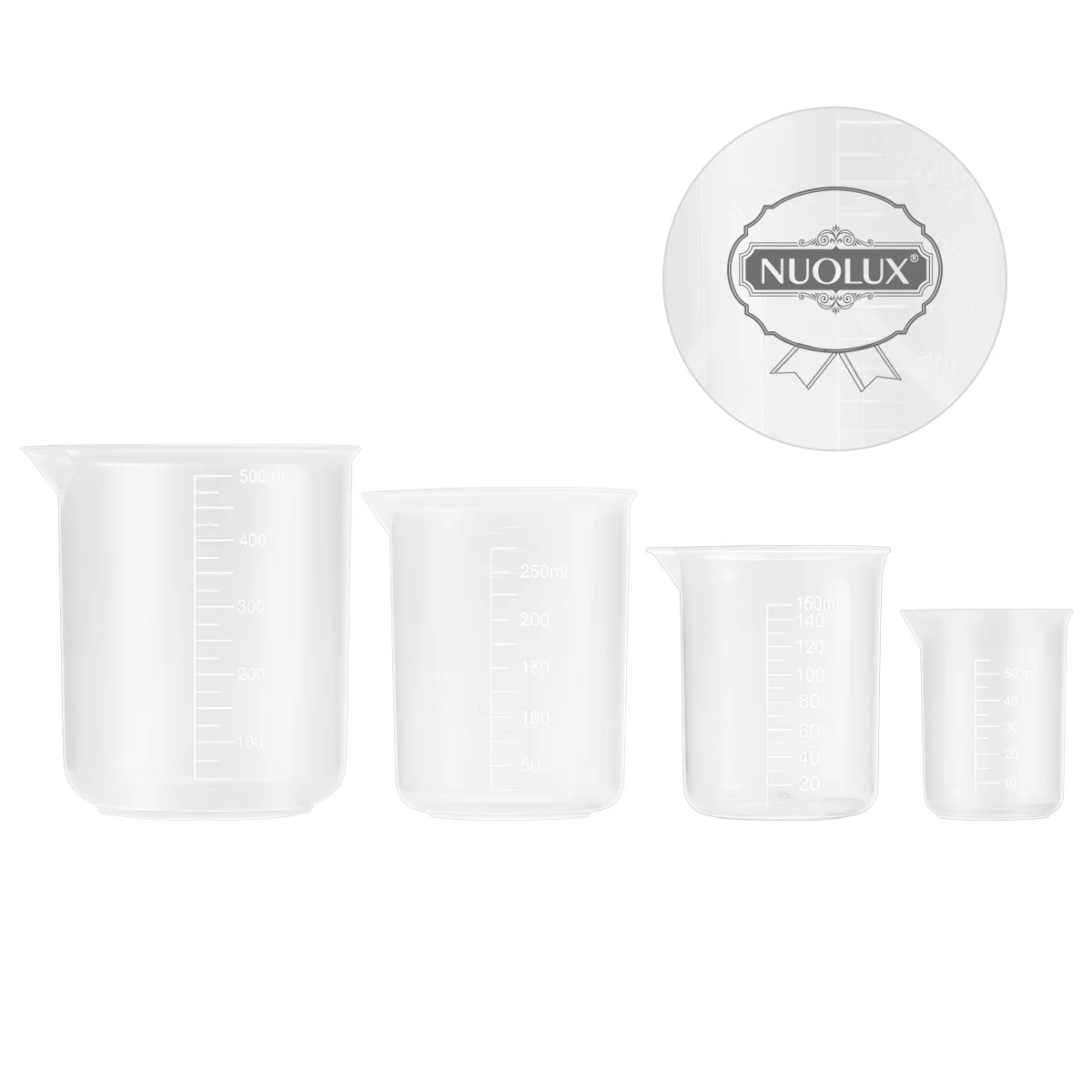 4 قطعة 50 مللي 150 مللي 250 مللي 500 مللي كوب قياس بلاستيكي شفاف كوب متدرج لقياس مختبر المطبخ