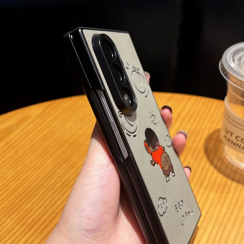 Japan Anime Cute Crayon Shin-chan Butt Laser Leather Folding Phone Case for Samsung ZFold 3 4 5 6 7 Cartoon Shin-chan Cover - Image 6