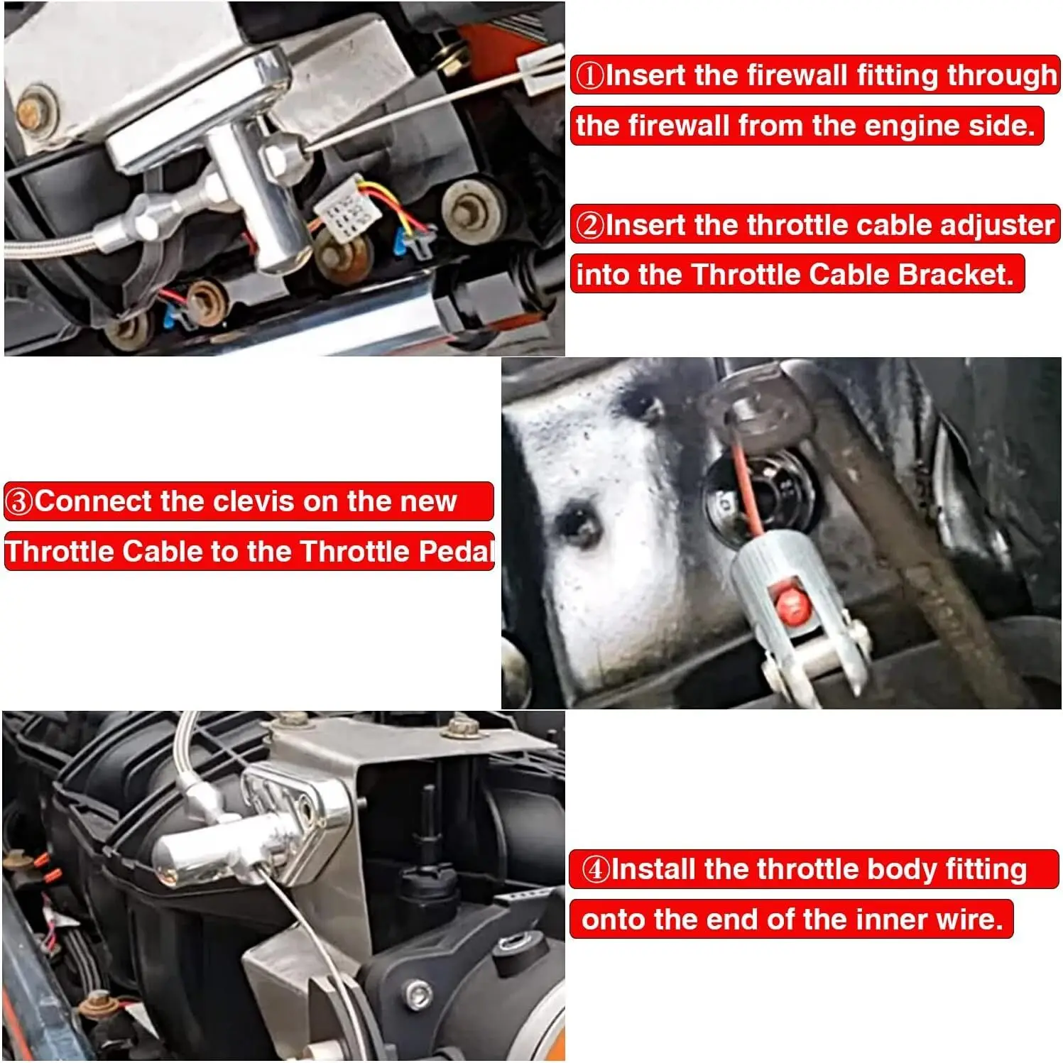 Kit cavo gas acceleratore motore intrecciato da 24 "per motori Chevy LS LS1 4.8 5.3 5.7 6.0L per motori Chevrolet/Chevy LS1 97-04 5.7L