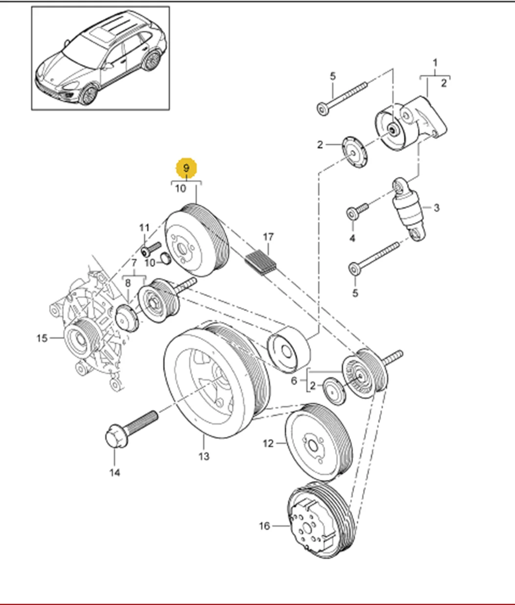 Polea de bomba de agua OE 94610609175, piezas automotrices de alta calidad para 970 PORSCHE PANAMERA 92A CAYENNE 95B MACAN