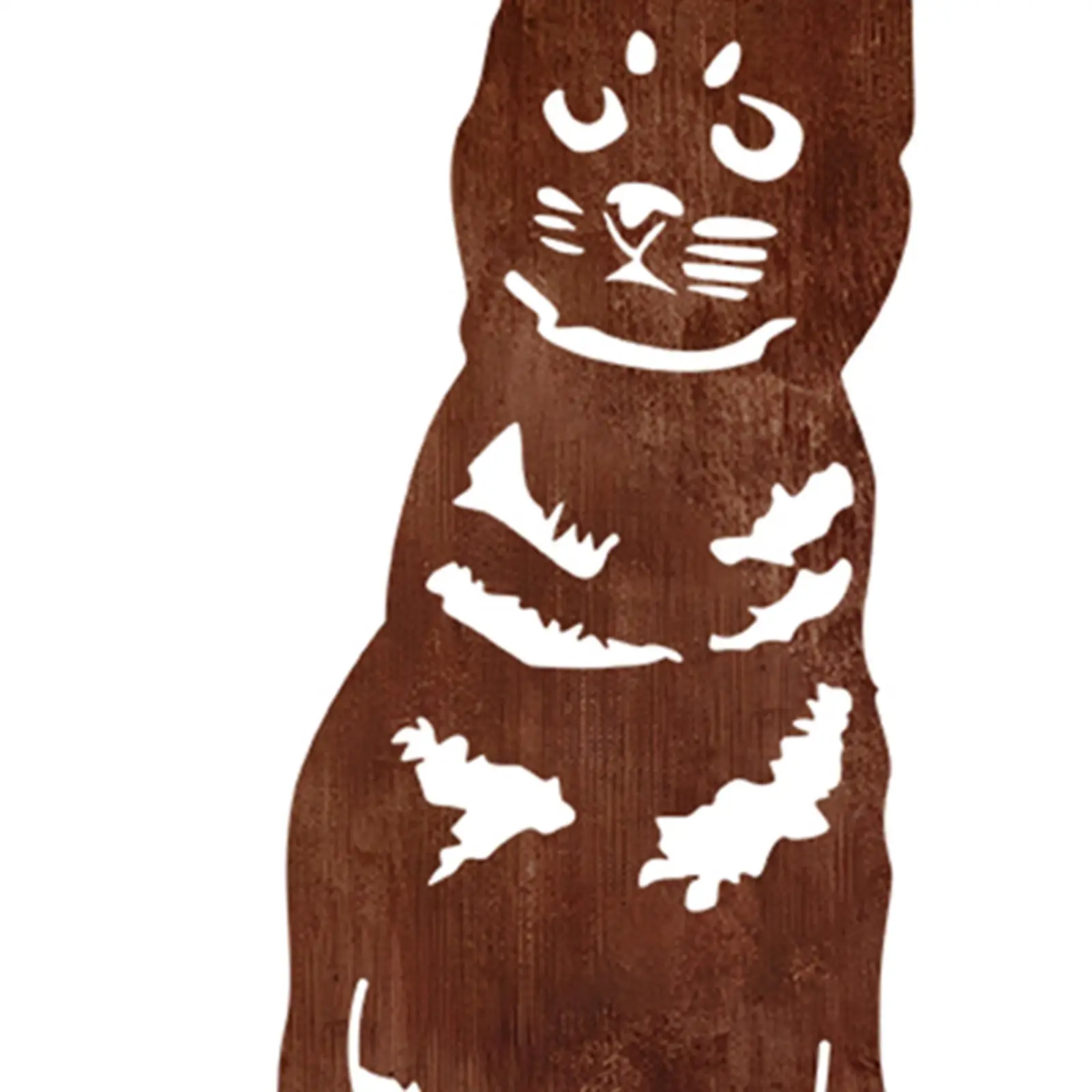 Estatua de gato con estaca para patio, decoración de patio de hierro, letrero para patio al aire libre